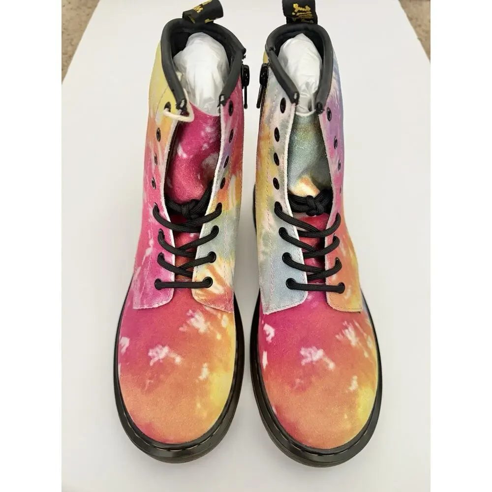 Dr. Marten’s Multi Color Tie Dye Side Zipper Lace Up Girls’ Combat Boots Size 6